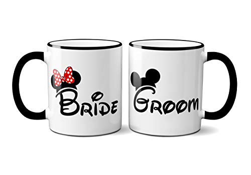 Mickey and Minnie Bride and Groom Mugs - Perfect Wedding Present