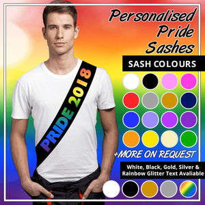 Personalised Pride Party Sash, Perfect for Birthday, Stag and Hen Parties, LGBT, Pride