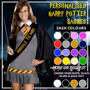 Personalised Harry Potter Party Sash, Perfect for Birthday, Stag and Hen Parties