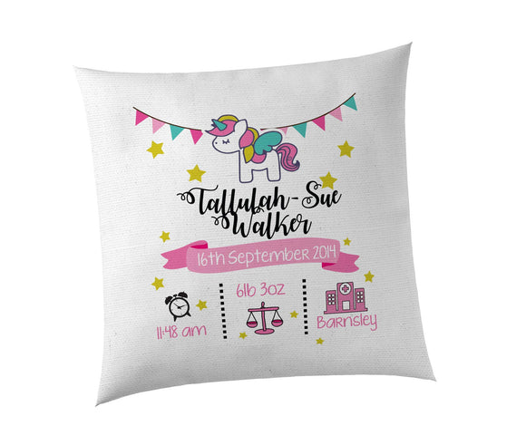 Personalised Birth/Christening Cushion Covers. Boy & Girl Designs, Perfect for the newborn in your family or circle of friends.