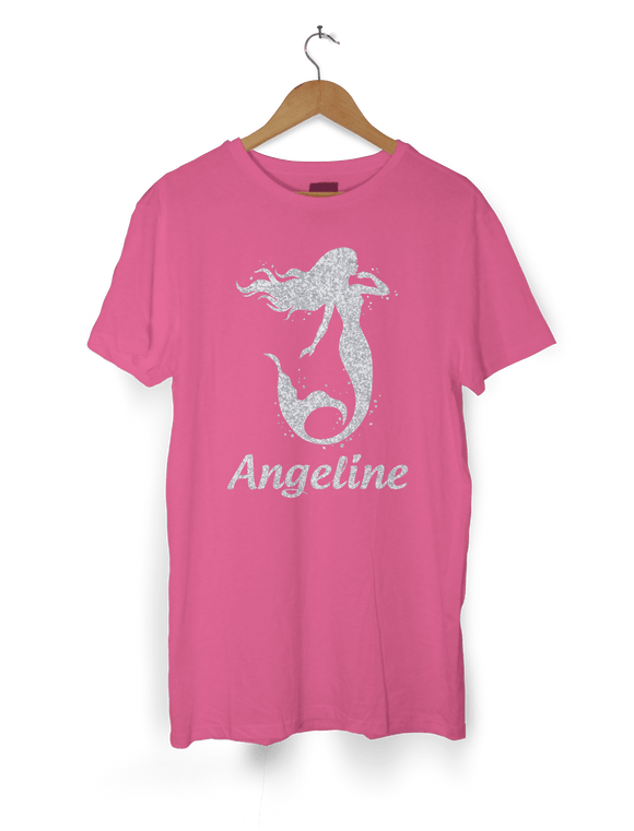 Girls Glittery Mermaid Personalised T-Shirt