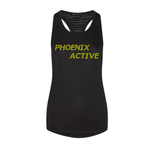 Phoenix Active - Ladies Smooth Workout Vest with fluorescent text