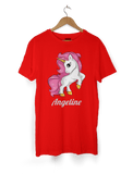 HerbyDesigns Girls Personalised Unicorn T-Shirt with Glittery Personalised Name