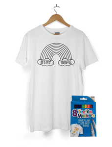 Adults Stay Safe - Colour in Rainbow T-shirt with Textile Marker Pens