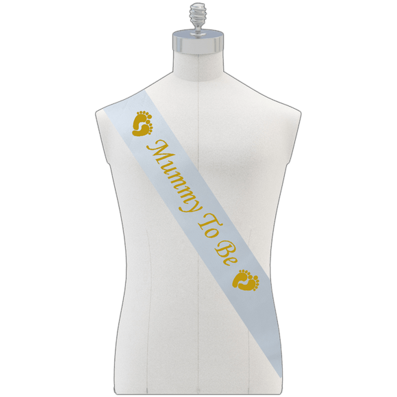 Mummy to Be Baby Shower Party Sash Satin Gold & White