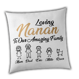 HerbyDesigns Personalised Stick Family Cushion Cover - Unique Gift - Perfect for Mothers Day, Birthday and Christmas - Luxury one off item